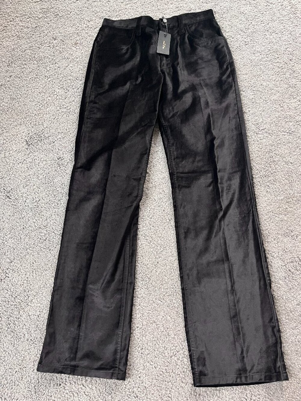Rag & Bone Jacey Black Velvet Straight Leg High RiseTrouser Pants NEW/TAGS  Sz 2